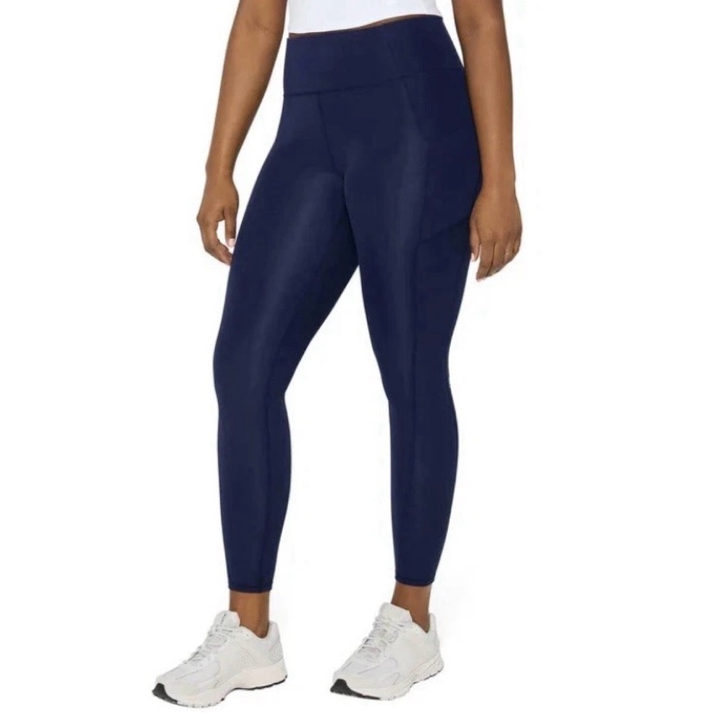 Fabletics Womens Oasis Pureluxe Legging, Navy, S, Pocket, High‎ Waist, Soft